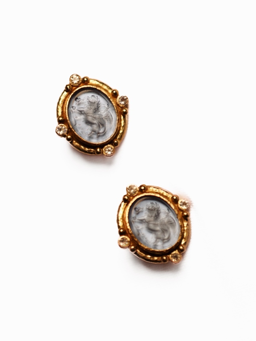 Elizabeth Locke Smoke Griffin and Lion Earrings